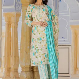 Varanga Floral Printed Regular Beads and Stones Kurta with Trouser & Dupatta-34