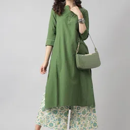 Neemiya Band Collar A-Line Kurta with Palazzos-image-7
