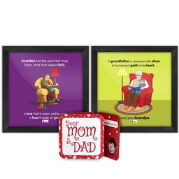 Indigifts Purple & Yellow 2 Pieces Grandparents Anniversary Printed Wooden Wall Art-picture-38