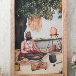 The Decor Mart Beige & Green  Sannyasi Canvas Painting Framed Wall Art-image-45