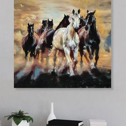 RANDOM Brown & Black Running Horses Canvas Painting-image-56
