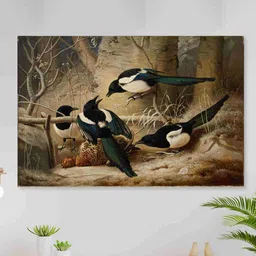 SAF Brown & Teal Blue Nature Art Sparkle Coated Unframed Wall Art-6