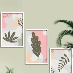 SAF Pink & Green 3 Pieces Modern Art Painting Framed Wall Arts-image-108