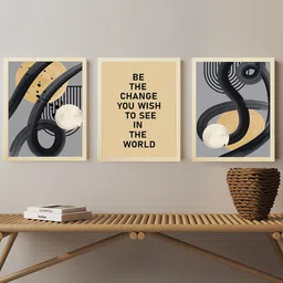 Art Street Beige & Black 3 Pieces Boho Motivational Quotes Paintings Wall Art-image-90