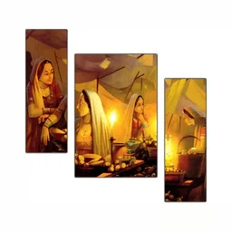 PnF Brown & Yellow 3 Pieces Wooden Painting Wall Art-image-35