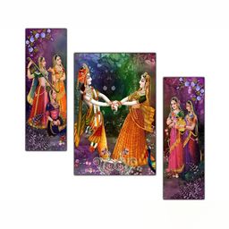 PnF Red & Purple 3 Pieces Wooden Religious Painting Wall Art-image-75