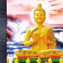 PnF Red & Orange Buddha Religious Wooden Painting Wall Art-picture-15