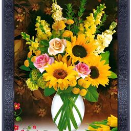 PnF Black & Yellow Floral Wooden Painting Wall Art-image-67