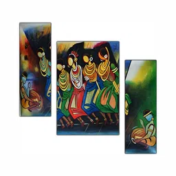 PnF Green & Red 3 Pieces Wooden Abstract Wall Arts-image-71