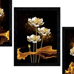 PnF Charcoal & Pink 3 Piece Floral Wall Paintings-image-68