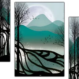 PnF Black & Green 3 Pieces Wooden Painting Wall Art-image-96