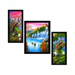 PnF Charcoal & Blue 3 Pieces Wooden Floral and Botanical Wall Art-image-86