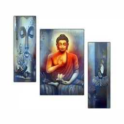 PnF Blue & Rust 3Pcs Wooden  Religious Wall Paintings-image-72