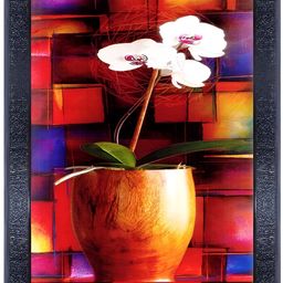 PnF Orange & White Wooden Floral Wall Painting-image-97