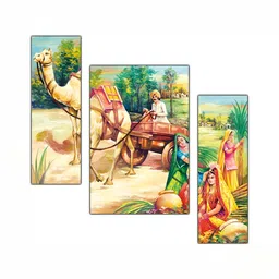 PnF Beige & Green 3 Piece Wooden Wall Painting-image-80
