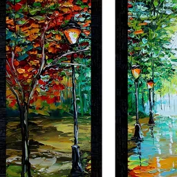 PnF Green & Blue 3Pcs Floral And Botanical Wall Paintings-image-80