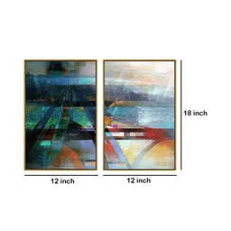 999Store Set Of 2 Multicoloured Abstract Wall Art Painting image 3