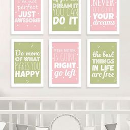 Art Street Kids White & Green 6 Pieces Quotes Printed Wall Paintings-15