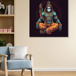 CVANU Blue & Orange Canvas Painting Wall Art-49
