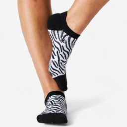 Cardio Fitness Invisible Socks Tri-Pack - Black & White Print-image-7