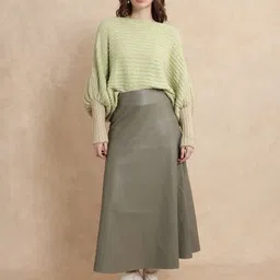 RAREISM Women Taro Dusky Green Sweaters-image-3