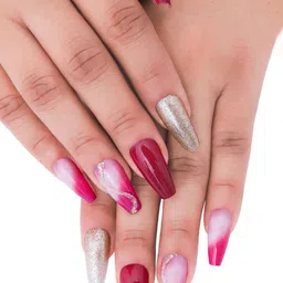 Secret Lives Set Of 24 Joy Reddish Maroon Party Artificial Nail Extension-11