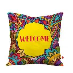 IndigiftsYellow & Pink Welcome Printed Filled Cushion-38