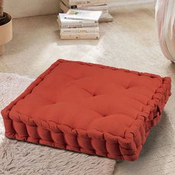 BLANC9 Red Solid Cotton Floor Cushion-6