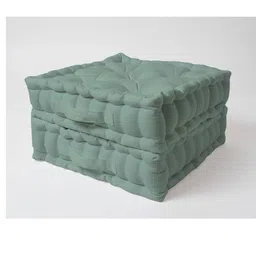 SKANDA FAB 2 Pieces Sea Green Pure Cotton Floor Cushions-image-45