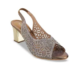 Mochi Embellished Party Block Peep Toes With Backstrap-1