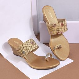 Metro Embellished Open Toe Wedge Heels-11