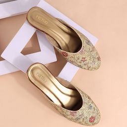Metro Embellished Round Toe Block Heels-40