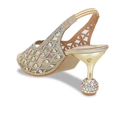Metro Embellished Block Peep Toes With Backstrap image 3