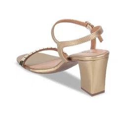 Metro Embellished Open Toe Block Heels With Buckle Closure image 4