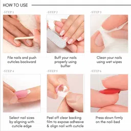 LICK Set Of 12 Nude Artificial Reusable Stick On Nails With Application Kit image 3