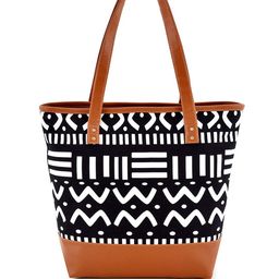Anouk Black Geometric Printed Oversized Structured Canvas Shoulder Bag image 3