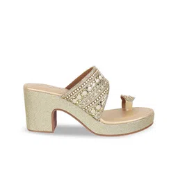 Mochi Embellished One Toe Platform Heels image 4