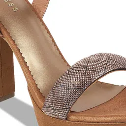 Metro Embellished Open Toe Platform Heels With Buckle Closure image 5