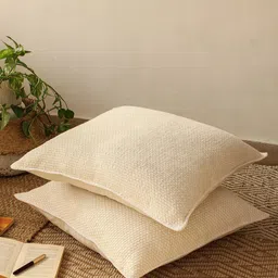 House This Vindhya Cream-Coloured 2 Pieces Cotton Square Cushion Covers-image-51
