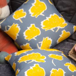 STUDIOHMK 2-Pcs Grey & Yellow Floral Printed Cotton Square Cushion Covers-18