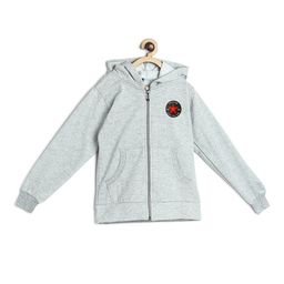 Fashionable Boys Grey Melange Hooded Sweatshirt-image-79