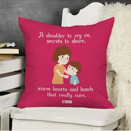 Indigifts Dark Pink & White Mothers Day Mom and Son-Printed Pre-Filled Cushion-image-60