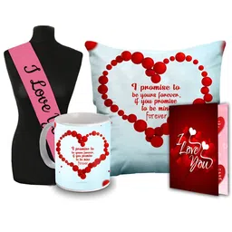 ME & YOU 4 Pieces White & Red Printed Cushion Mug Card Sashe Valentine Gifts Set-8