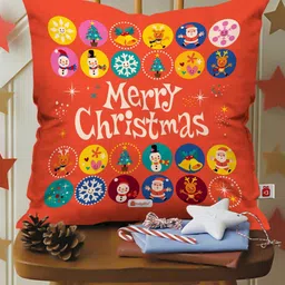 Indigifts Orange Merry Christmas Printed Cushion Cover with Filler-picture-23