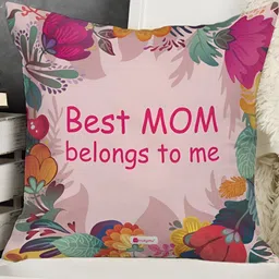 Indigifts Pink Printed Mother Special Best Mom Belongs to Me Cushion With Filler-image-29