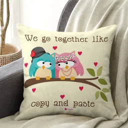 Indigifts White We Go Together Like Copy Paste Quotes Printed Cushion With Filler-20