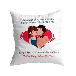ARTBUG White & Red Printed Square Pre-Filled Cushion With Filler-0