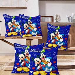 Kuber Industries Kids 5 Pieces Purple Printed Square Cushions-image-25