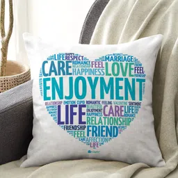 Indigifts White & Blue Printed Cushion Cover With Filler-31