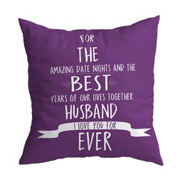 ARTBUG Purple & White The Best Husband Ever Printed Square Filled Cushion-39